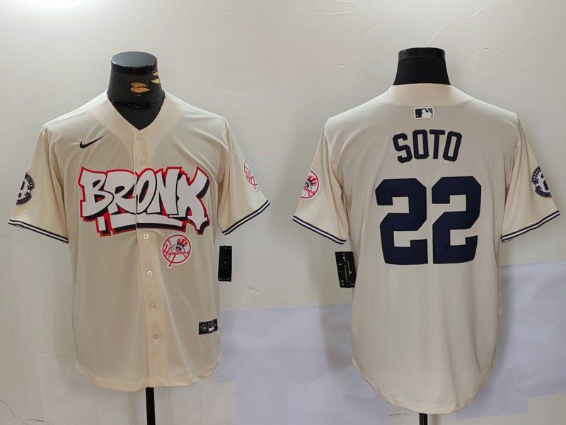 Men New York Yankees 22 Soto Cream joint name 2024 Nike MLB Jersey style 3